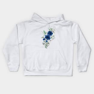 Blue Watercolor Roses Kids Hoodie